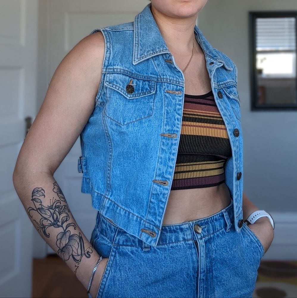 Indigo Blue denim vest size Small